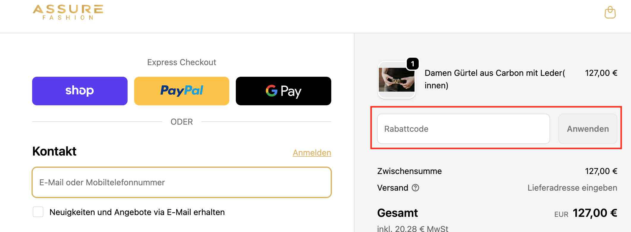 Gutschein einlösen