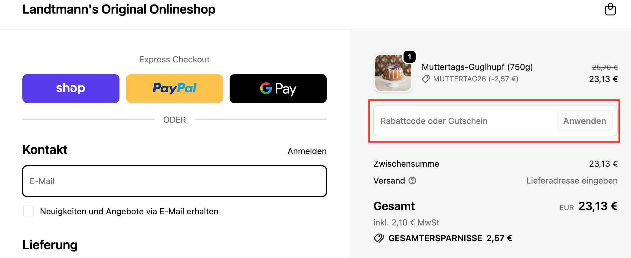 Gutschein einlösen