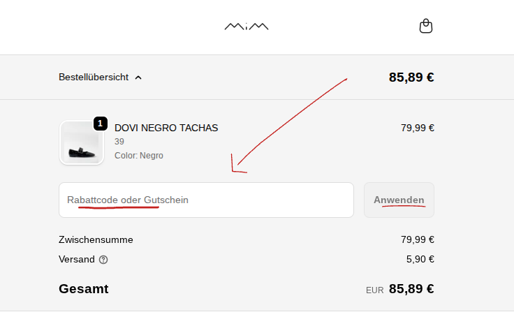 Gutscheincode bei MIM einlösen