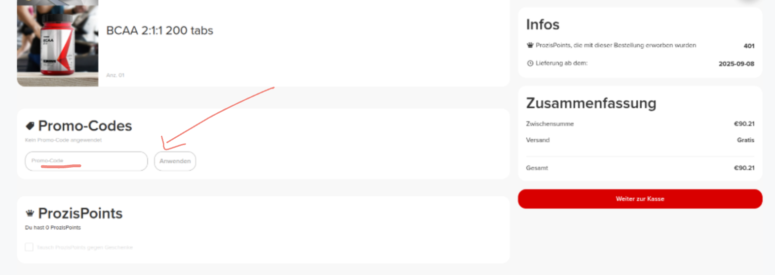 Rabattcode einlösen  bei Prozis