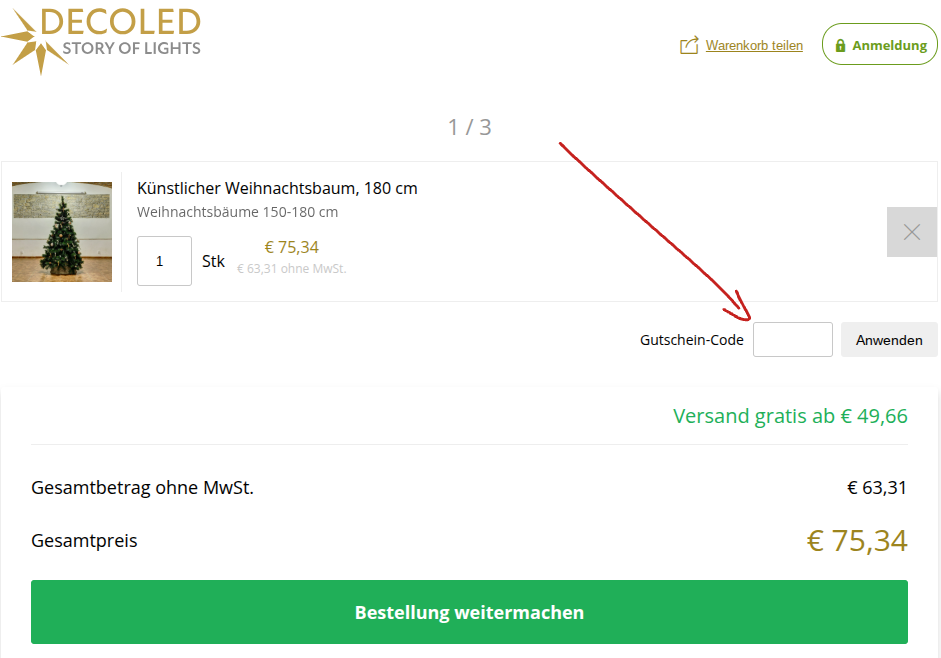 Decoled Gutscheincode einlösen