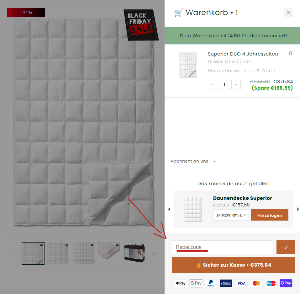 Rabattcode AllesDaune einlösen