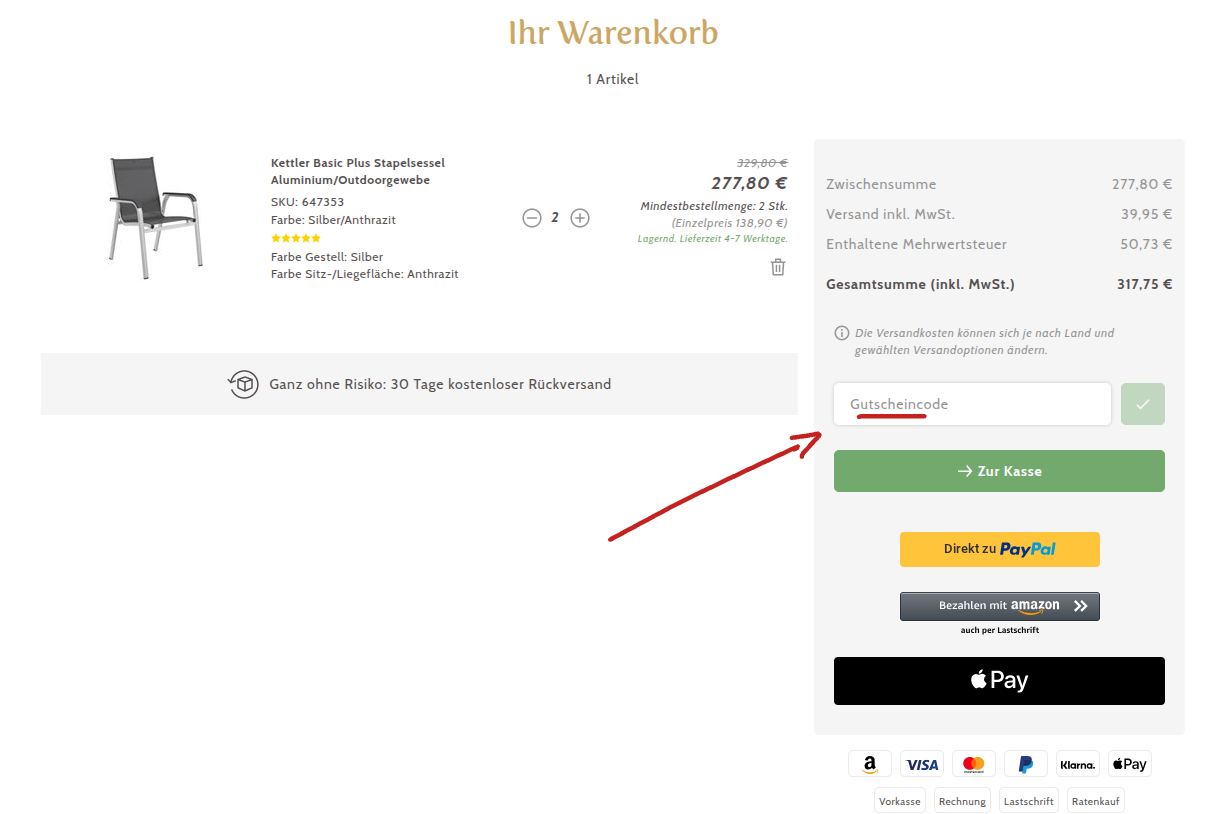 garten & freizeit.de Warenkorb