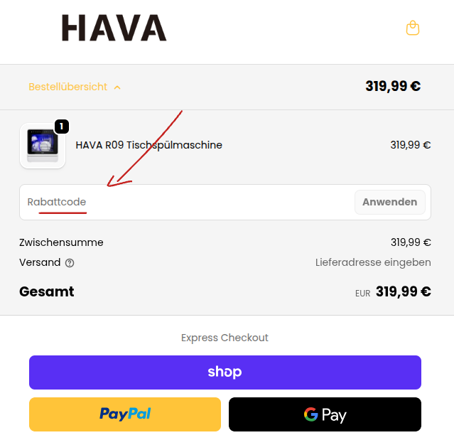 Rabattcode einlösen