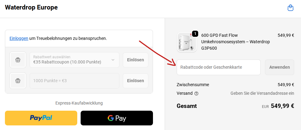 Rabattcode einlösen
