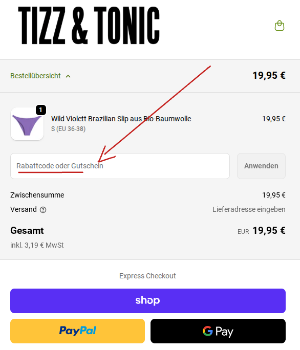 Rabattcode einlösen