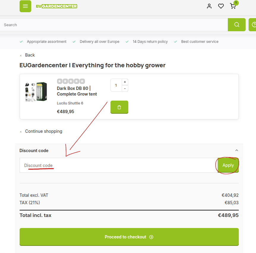 Rabattcode bei Eu Gardencenter einlösen