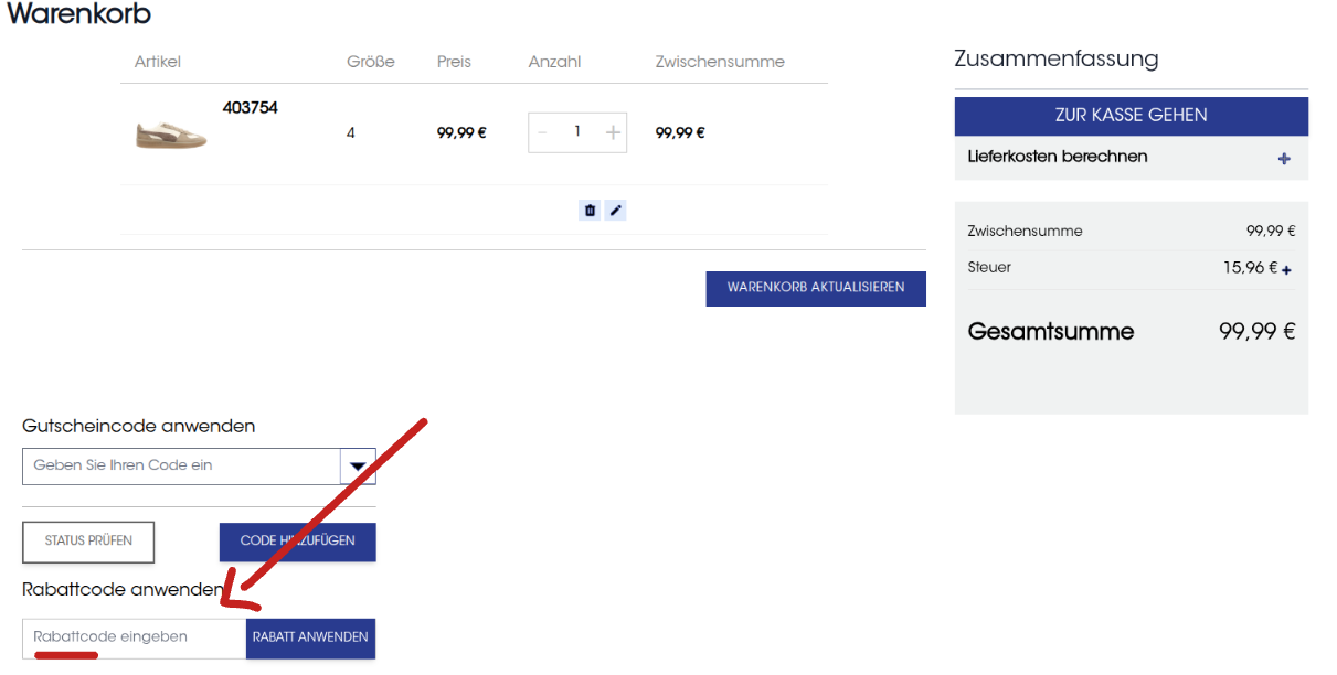 Rabattcode bei Baltz einlösen